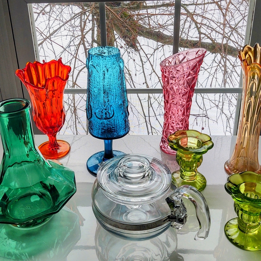 VTG Beautiful Amberina Persimmon Thumb print Vase Swung Viking Fenton Ruffled